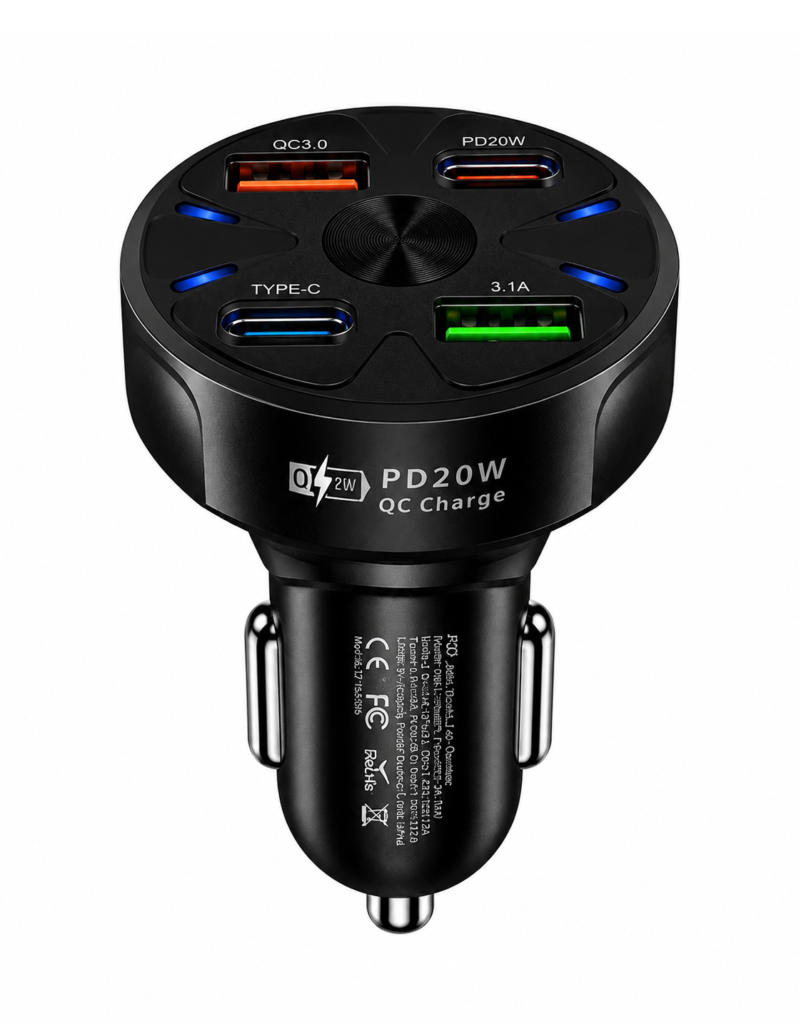 شارژر فندکی PD 20W QC3.0 چهار پورت